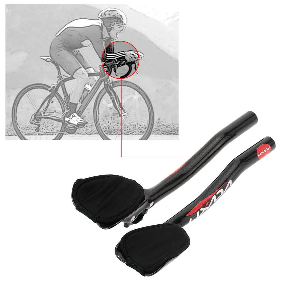 Lixada Carbon Fiber Road Bike Bicycle Aero Bar Rest Handlebar Aerobar 31.8mm