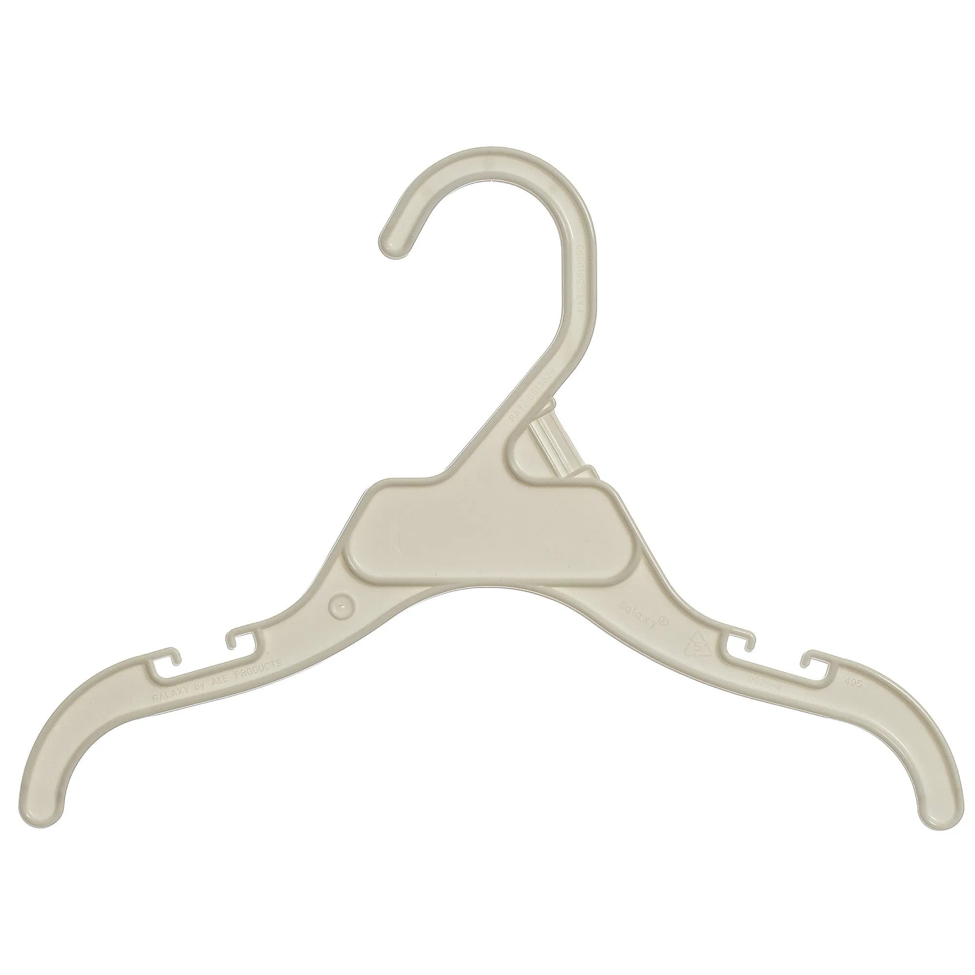 Mainetti 495, 10" White all Plastic, Shirt Top Dress Hangers, with notches for straps