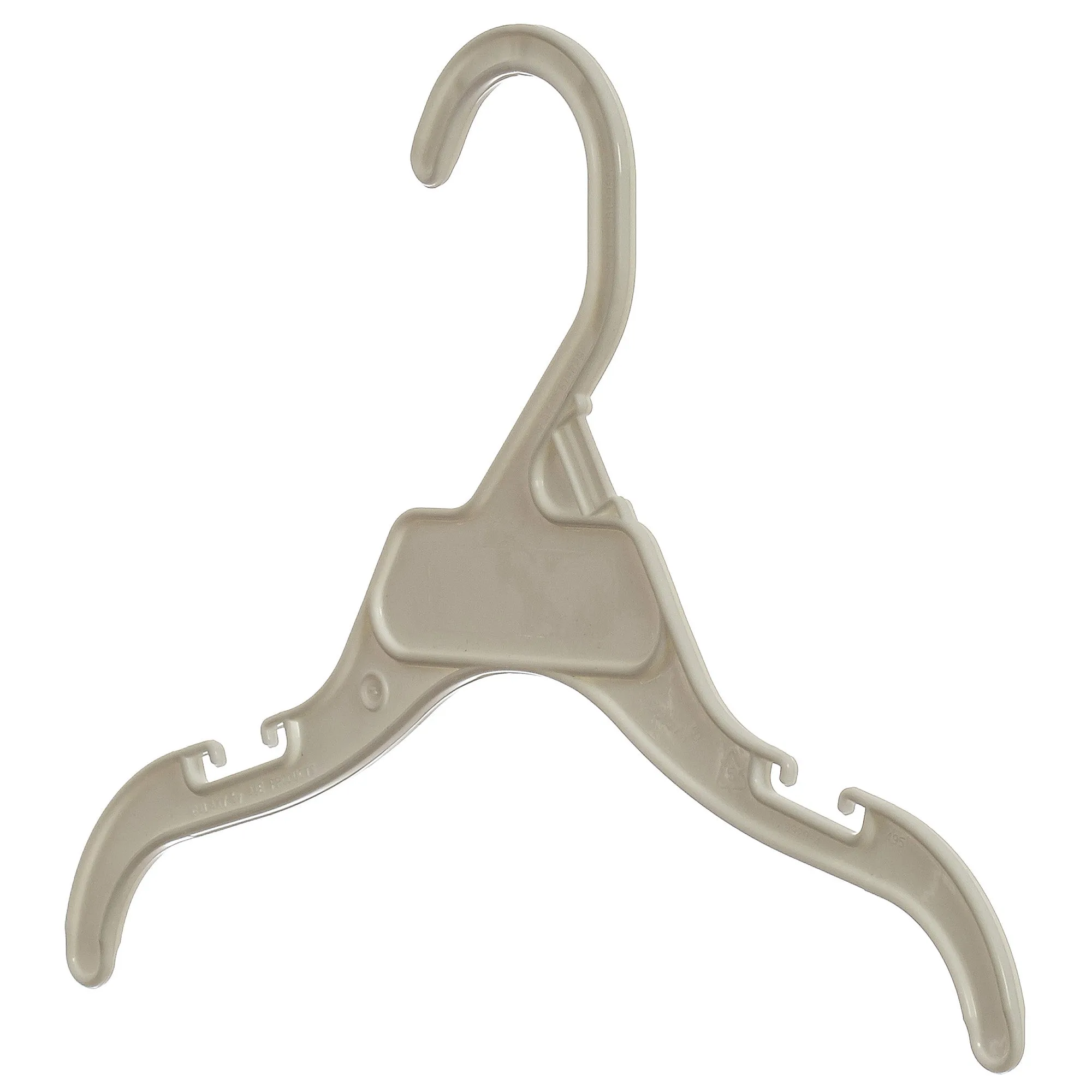 Mainetti 495, 10" White all Plastic, Shirt Top Dress Hangers, with notches for straps