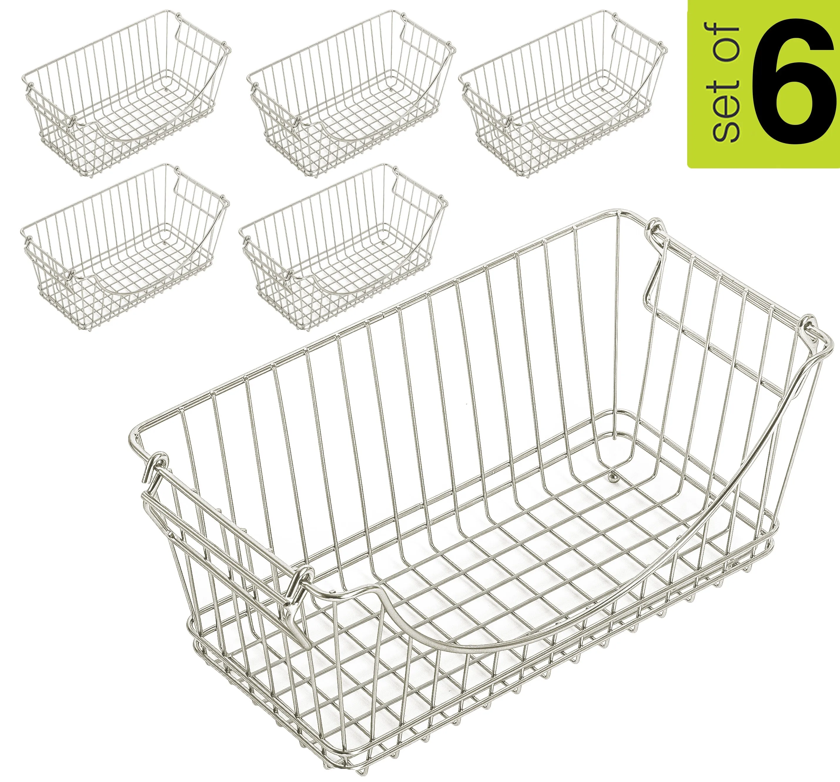Medium Metal Wire Stacking Baskets with Handles