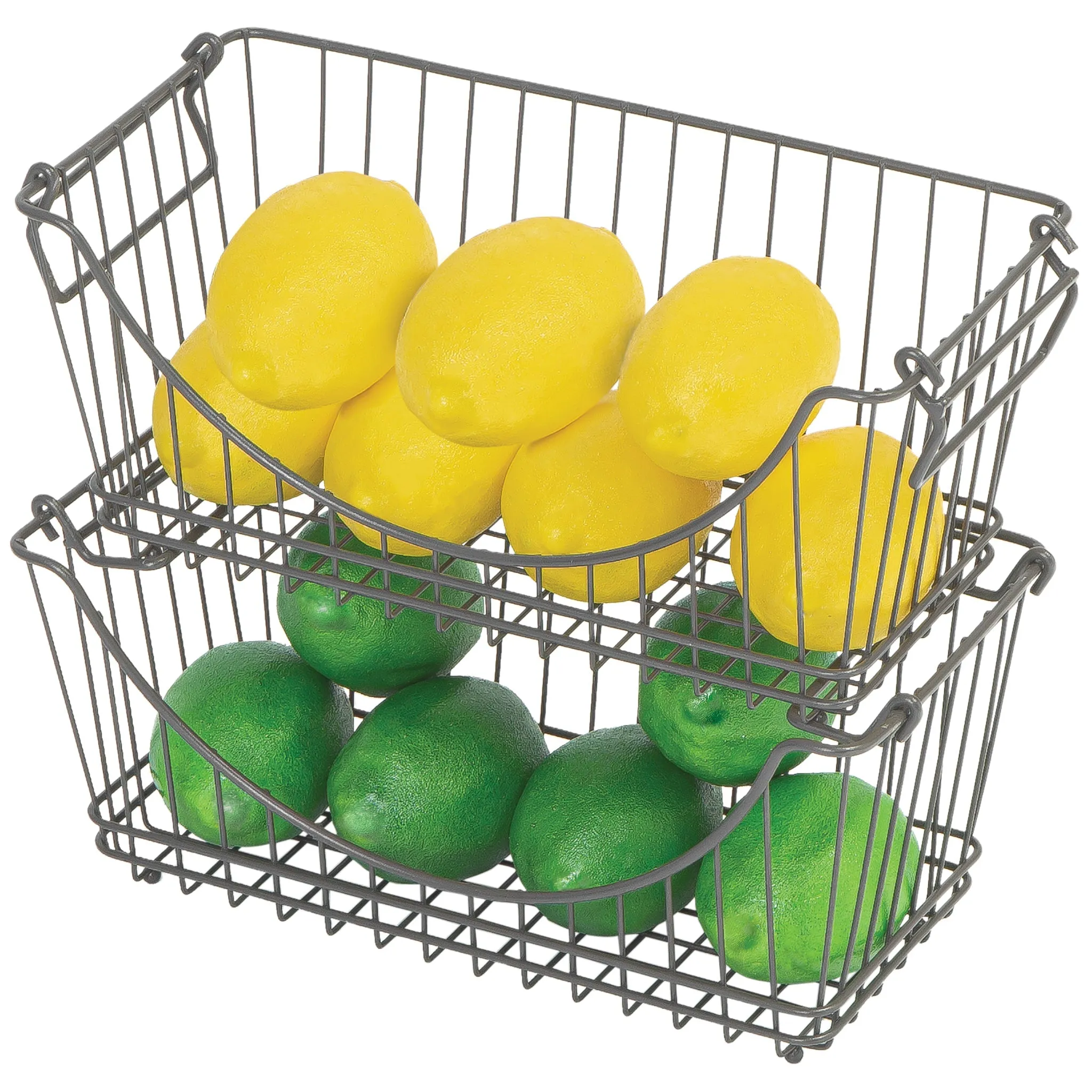Medium Metal Wire Stacking Baskets with Handles