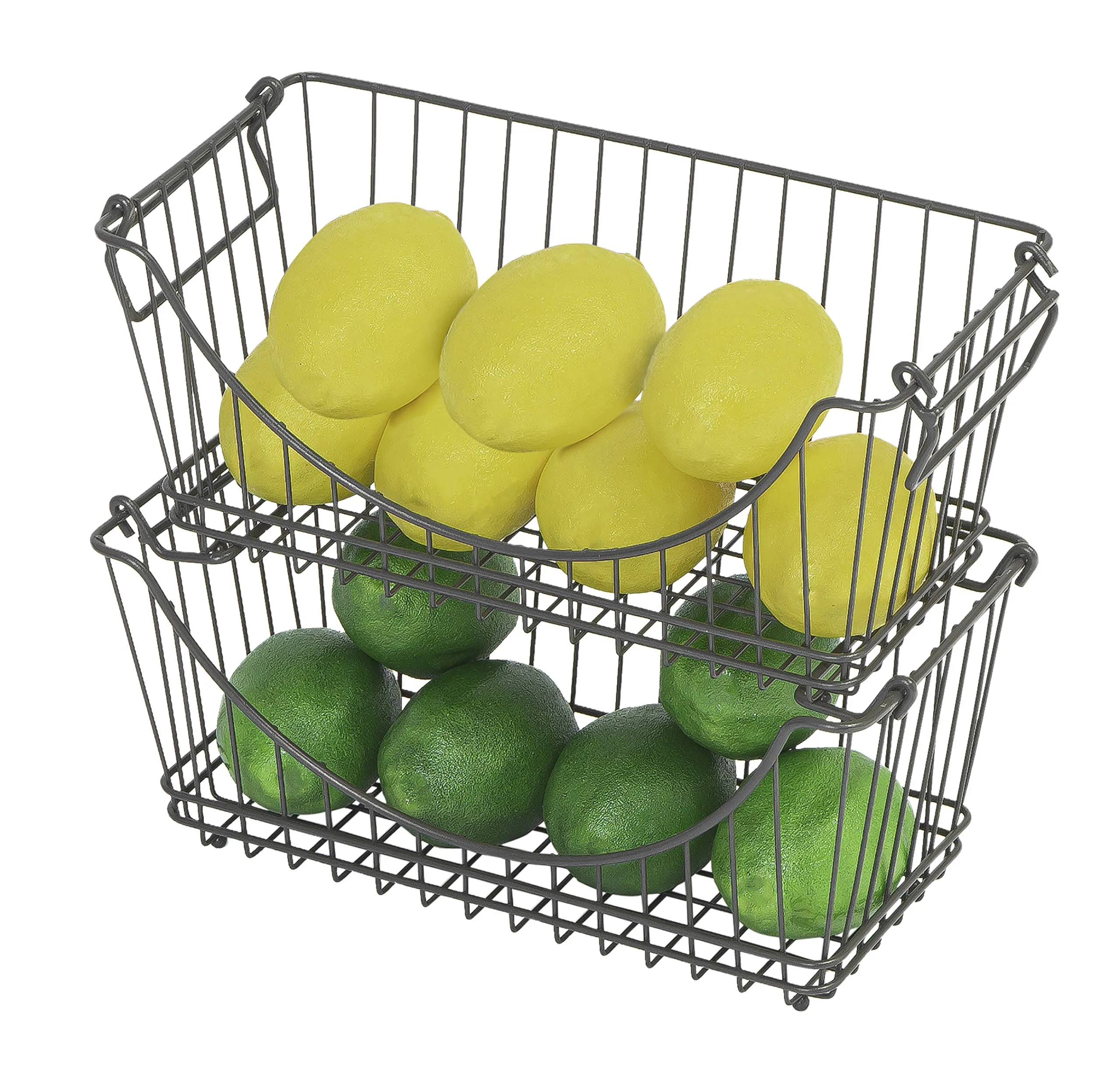 Medium Metal Wire Stacking Baskets with Handles