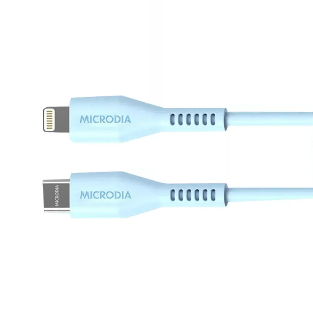 Microdia Fruitywire Silicone PD60W USB-C to 8-Pin Cable 2.6m (Baby Blue)