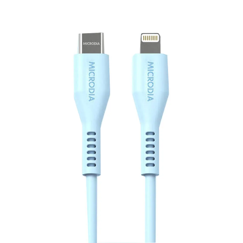 Microdia Fruitywire Silicone PD60W USB-C to 8-Pin Cable 2.6m (Baby Blue)