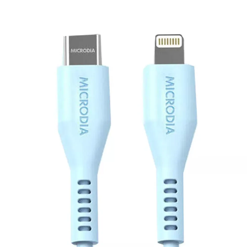 Microdia Fruitywire Silicone PD60W USB-C to 8-Pin Cable 2.6m (Baby Blue)