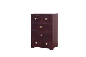 Miniature 6 Compartment Drawer's Chest for Desk organiser (Mahogany Touch)