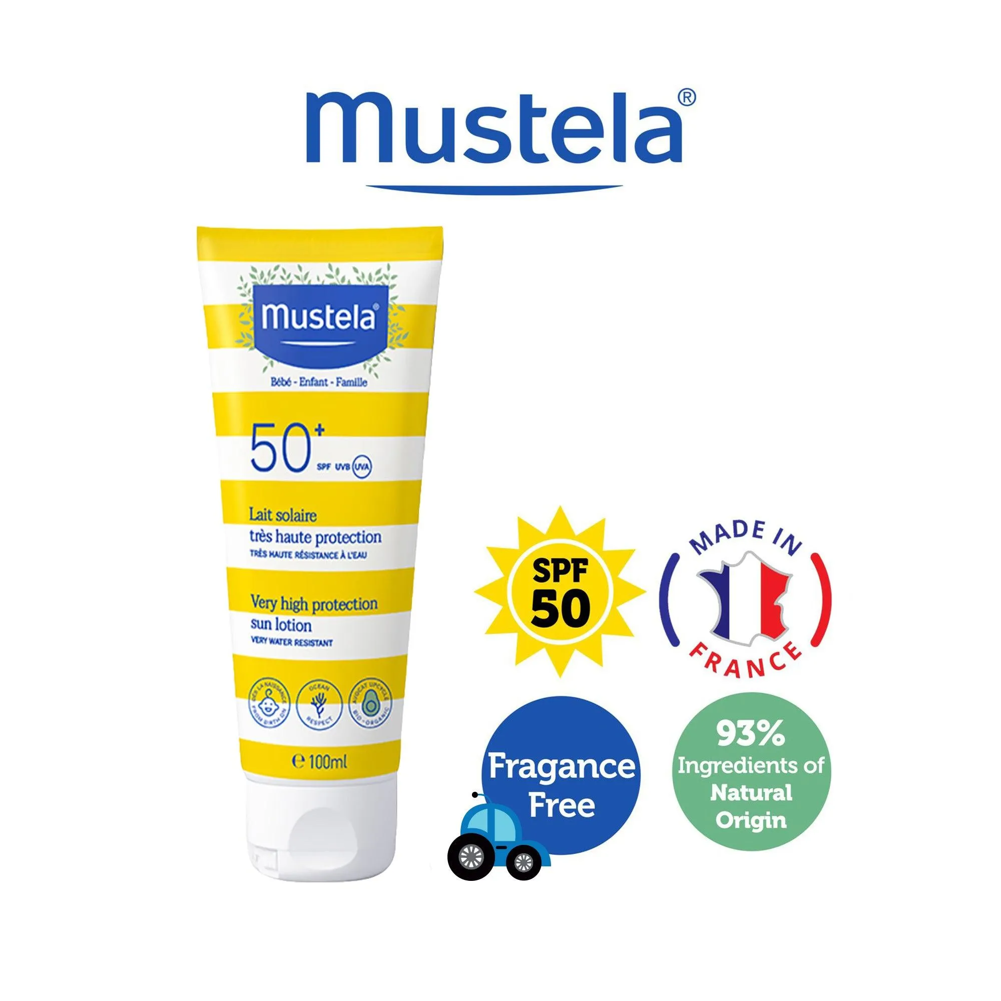 Mustela Very High Protection Sun Lotion SPF50 with Organic Avocado