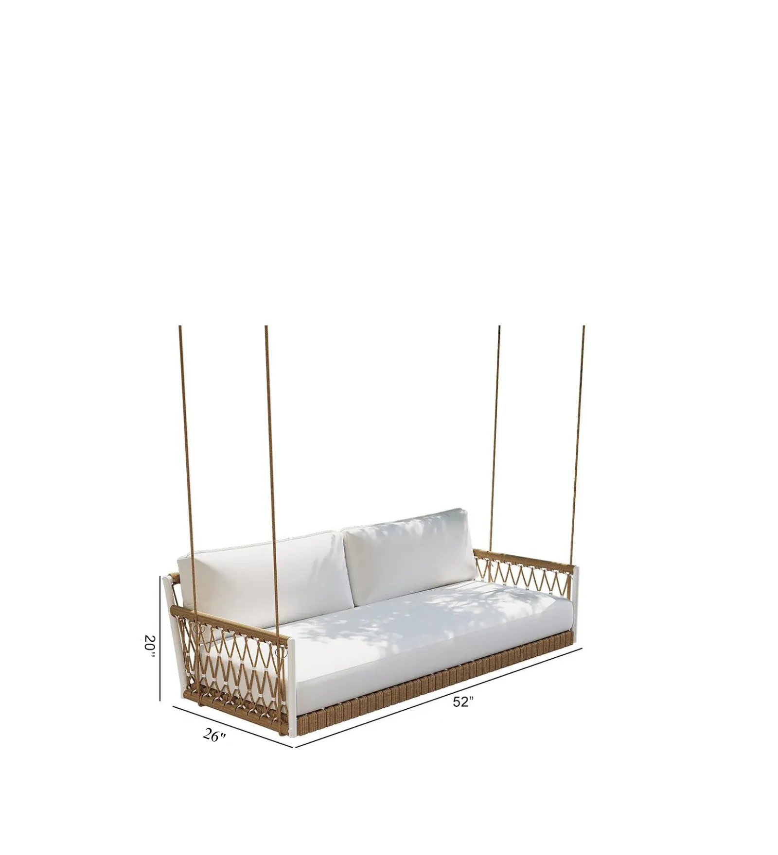 Otio Double Seater Hanging Swing Without Stand For Balcony , Garden Swing (Tan   White) Braided & Rope