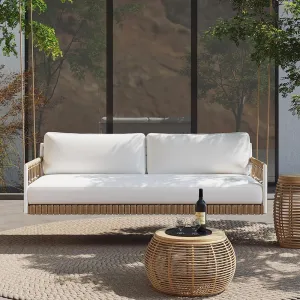 Otio Double Seater Hanging Swing Without Stand For Balcony , Garden Swing (Tan   White) Braided & Rope