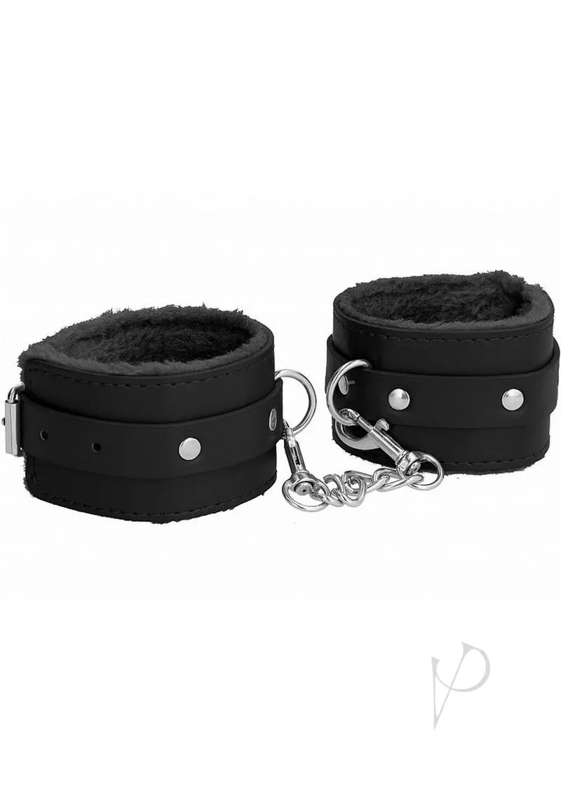 Ouch Plush Leather Ankle Cuff Black
