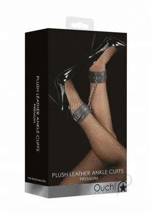 Ouch Plush Leather Ankle Cuff Black