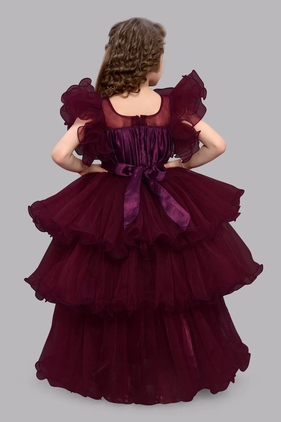 PinkChick Burgundy Layered Gown