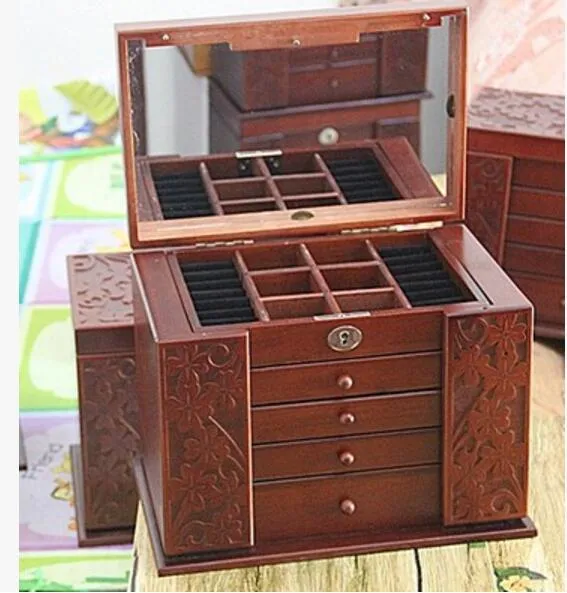 Retro Wood Multi-layer Jewelry Box