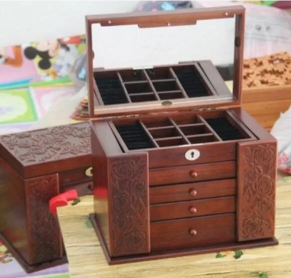 Retro Wood Multi-layer Jewelry Box