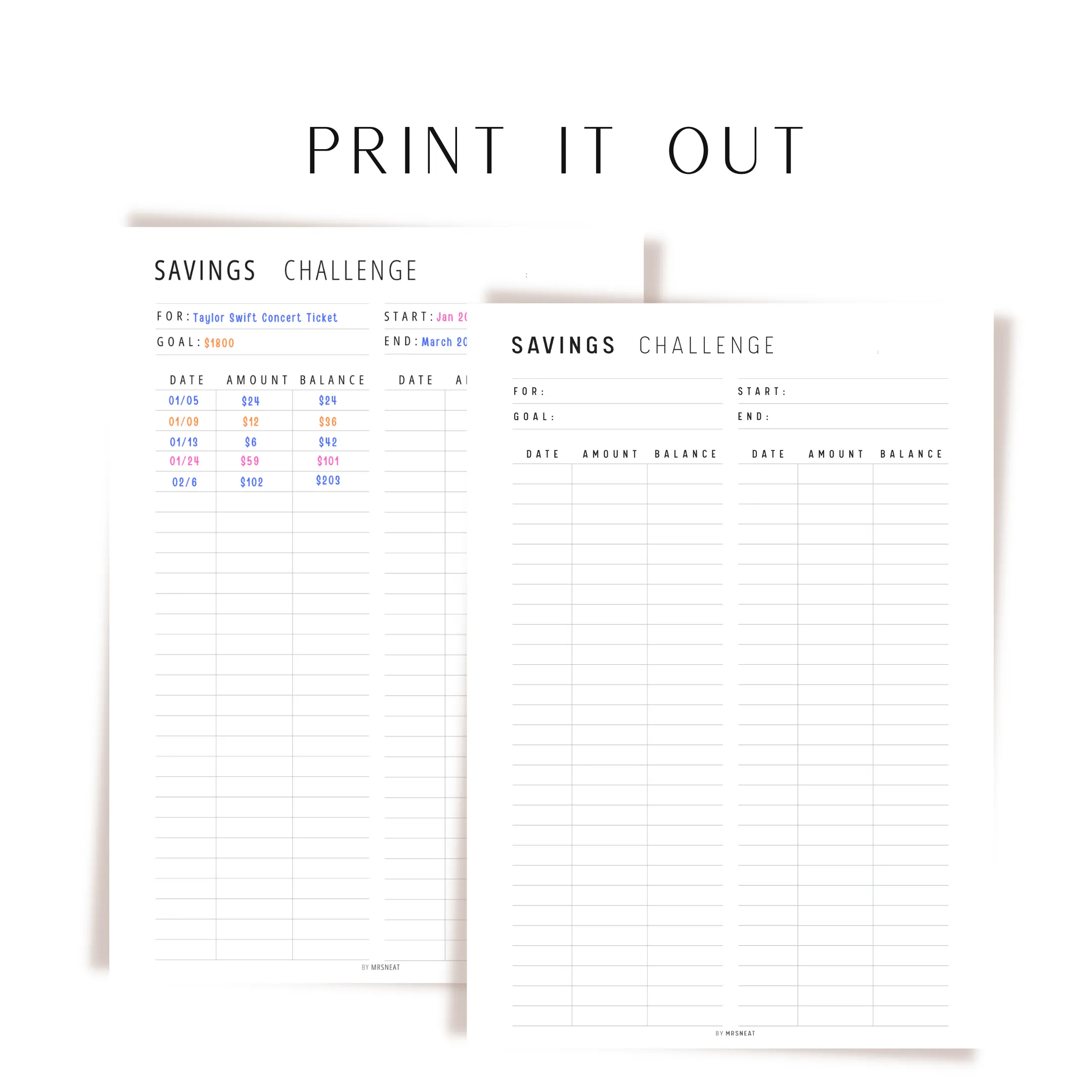 Saving Challenge Printable - M195