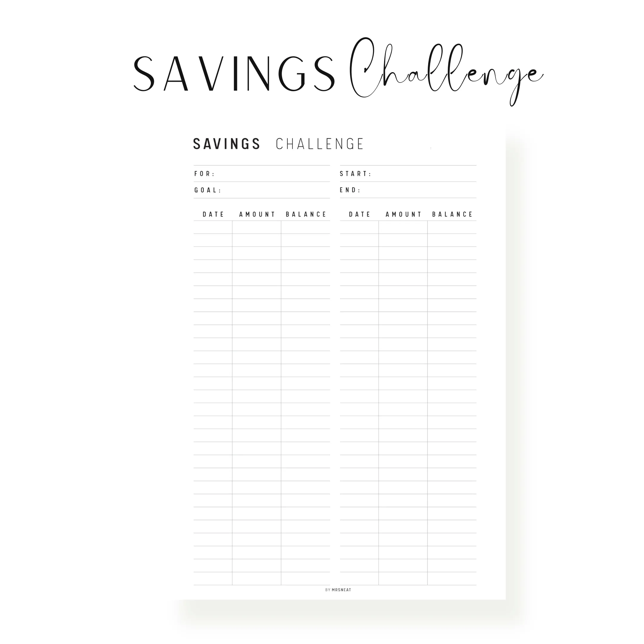 Saving Challenge Printable - M195
