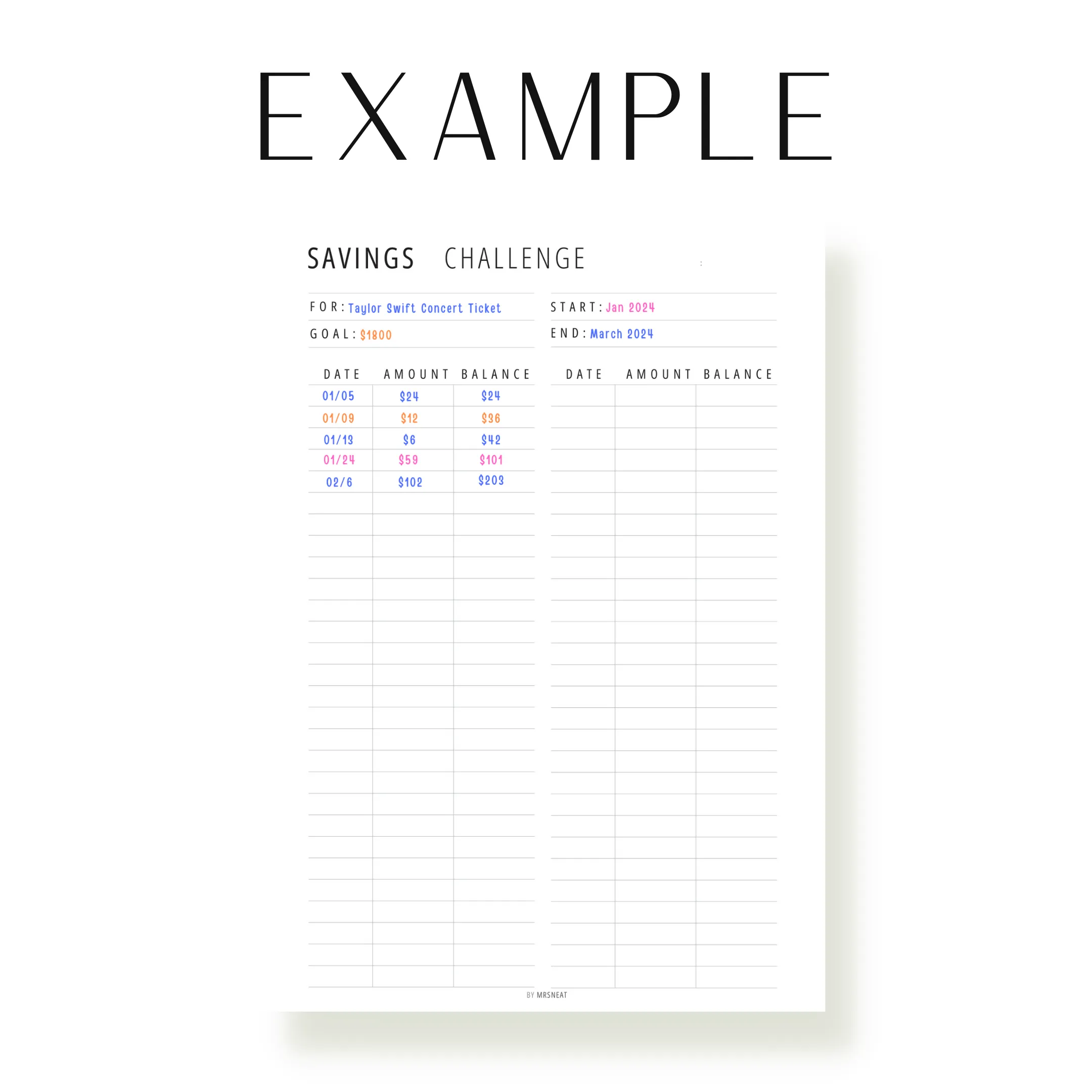 Saving Challenge Printable - M195