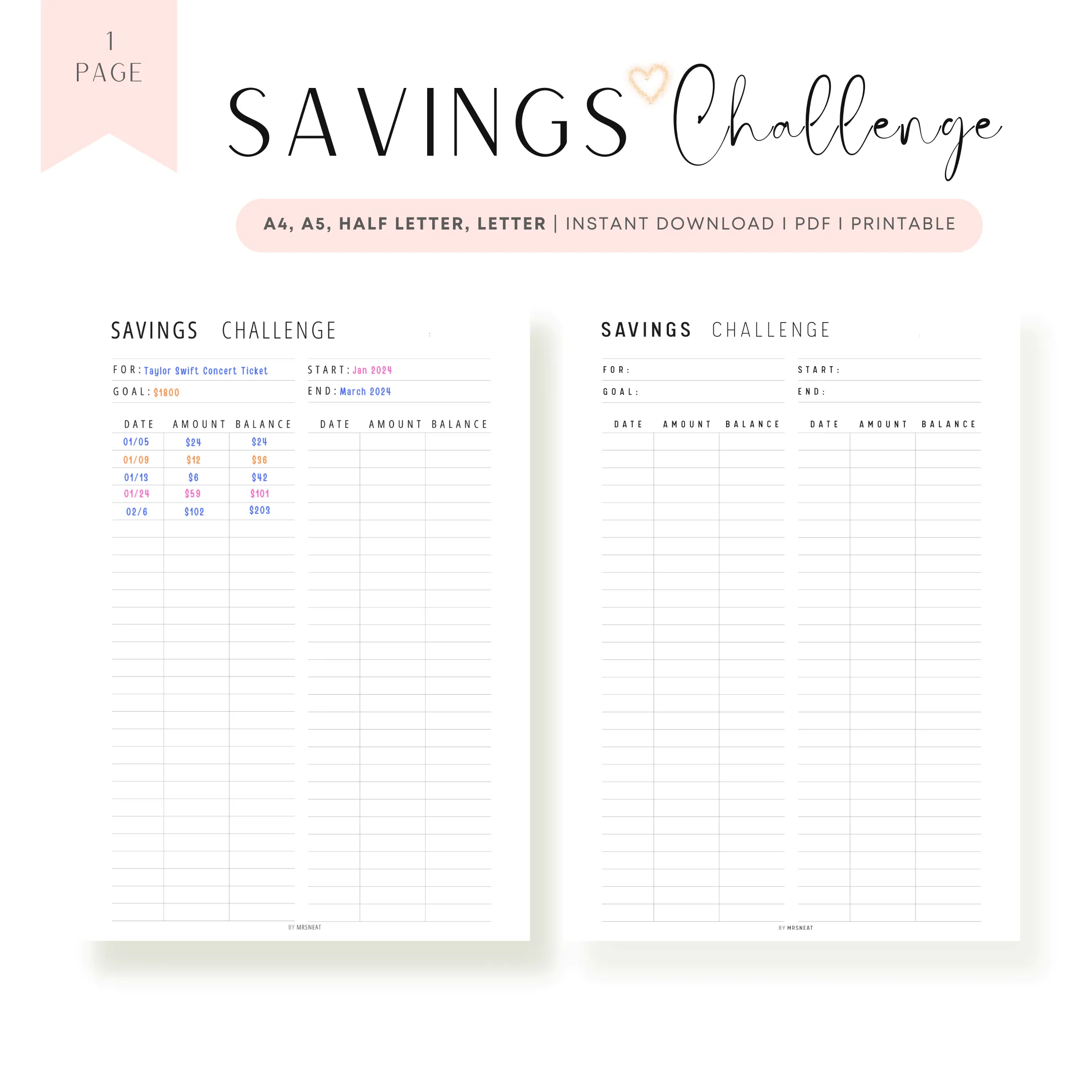 Saving Challenge Printable - M195