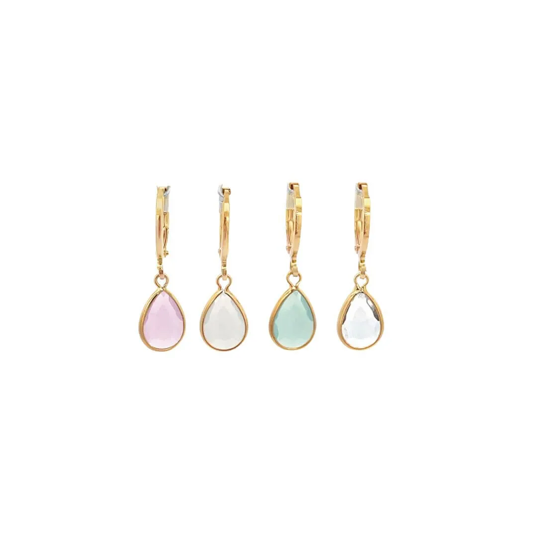 Small Light Colored Teardrop Leverback Earrings
