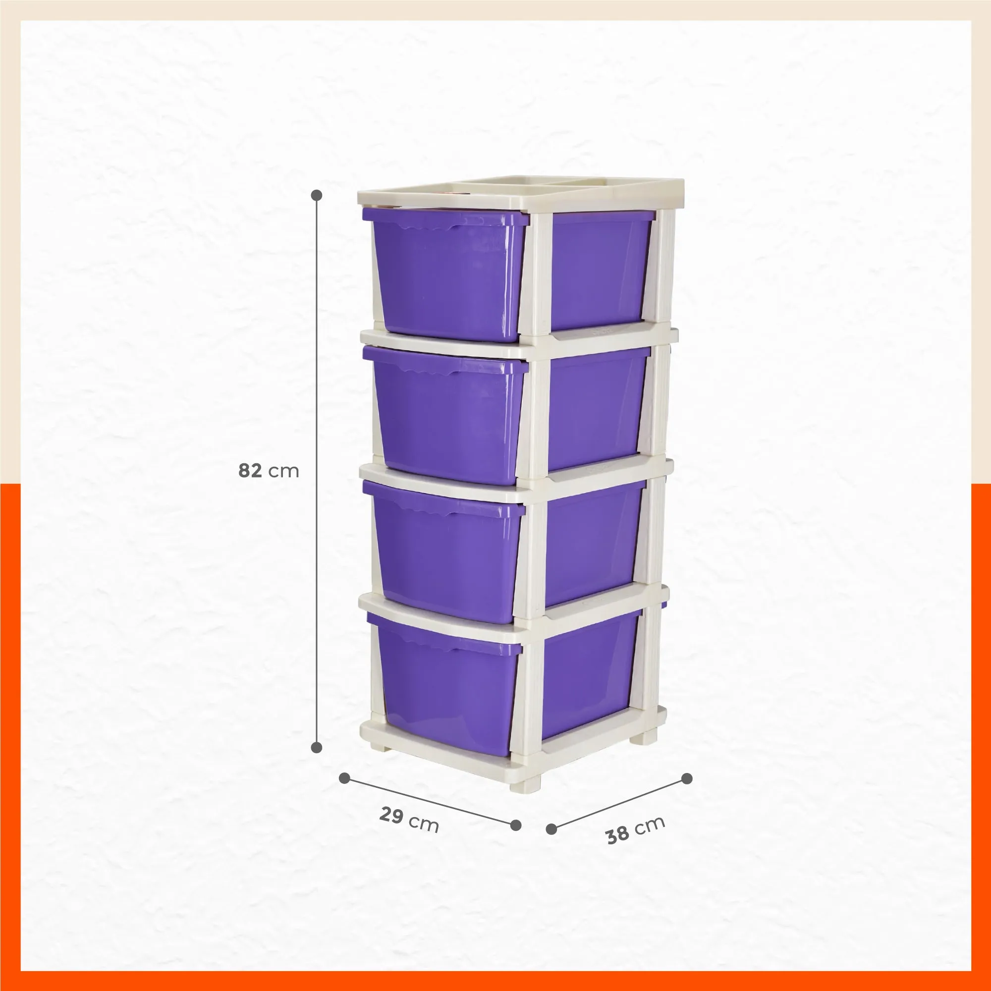 Stomo 4 Drawer Multi-Purpose Storage Organizer for Home and Office (Purple)