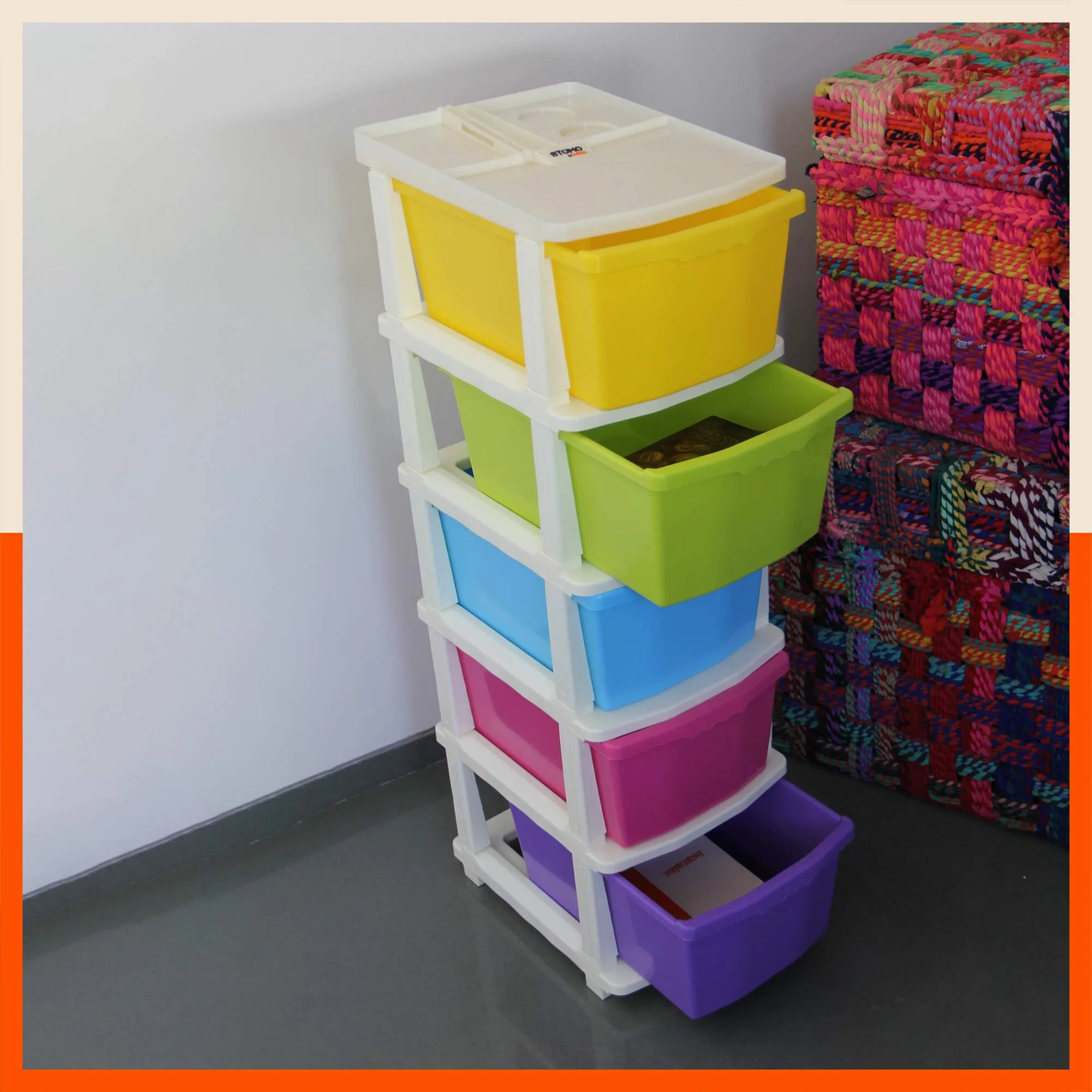 Stomo 4 Drawer Multi-Purpose Storage Organizer for Home and Office (Purple)