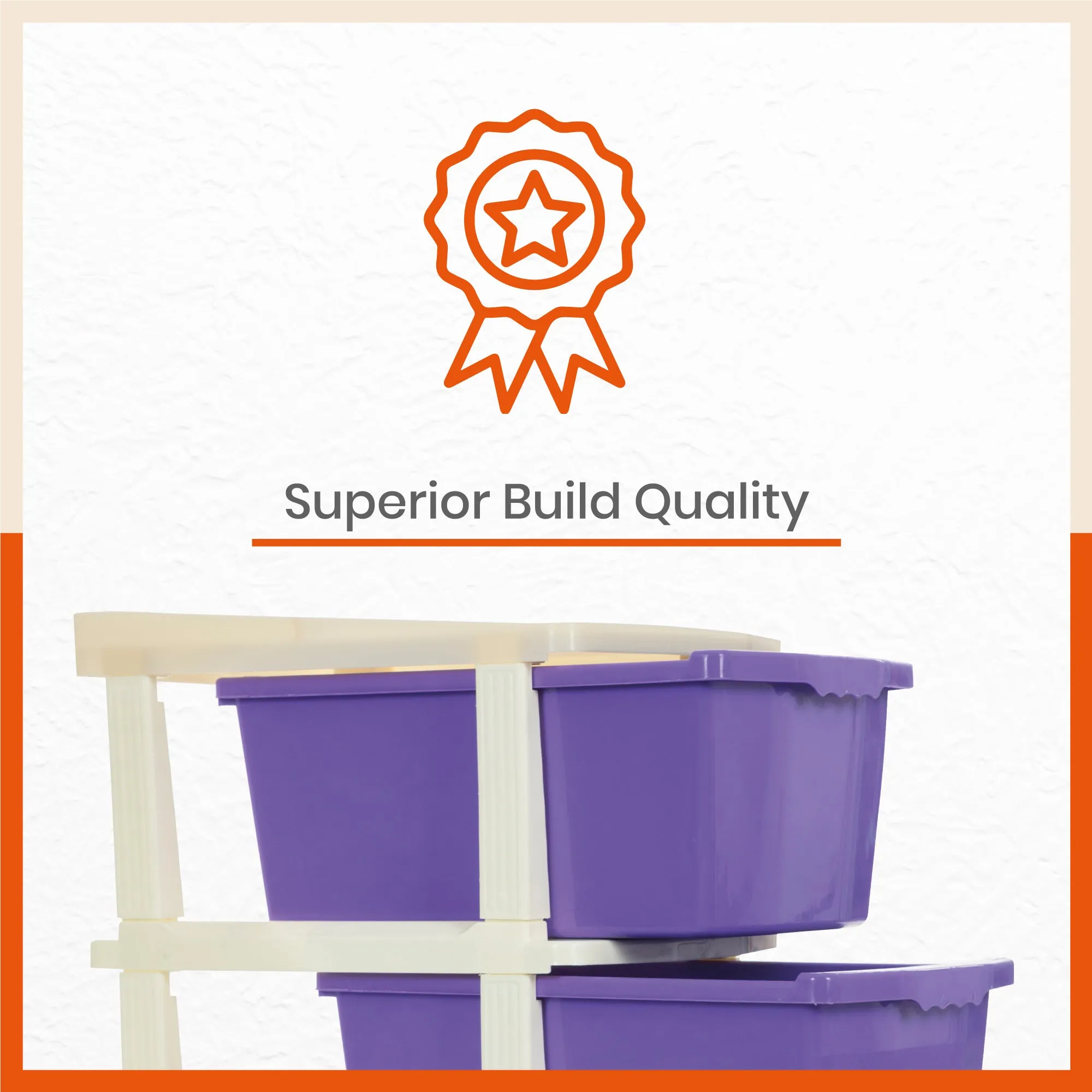 Stomo 4 Drawer Multi-Purpose Storage Organizer for Home and Office (Purple)