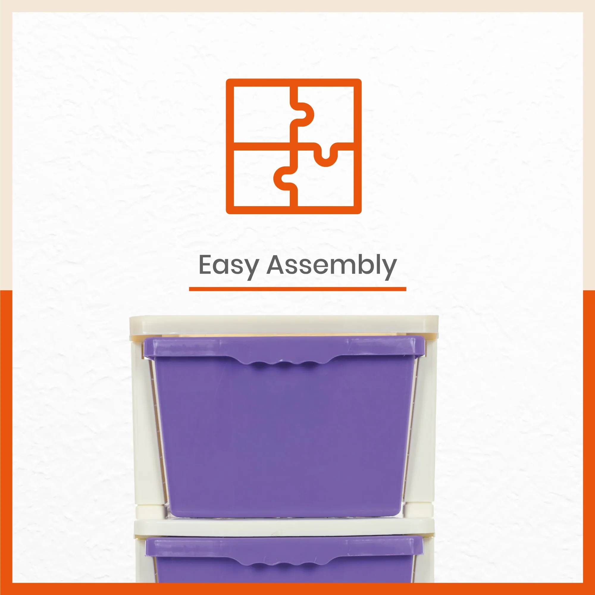 Stomo 4 Drawer Multi-Purpose Storage Organizer for Home and Office (Purple)