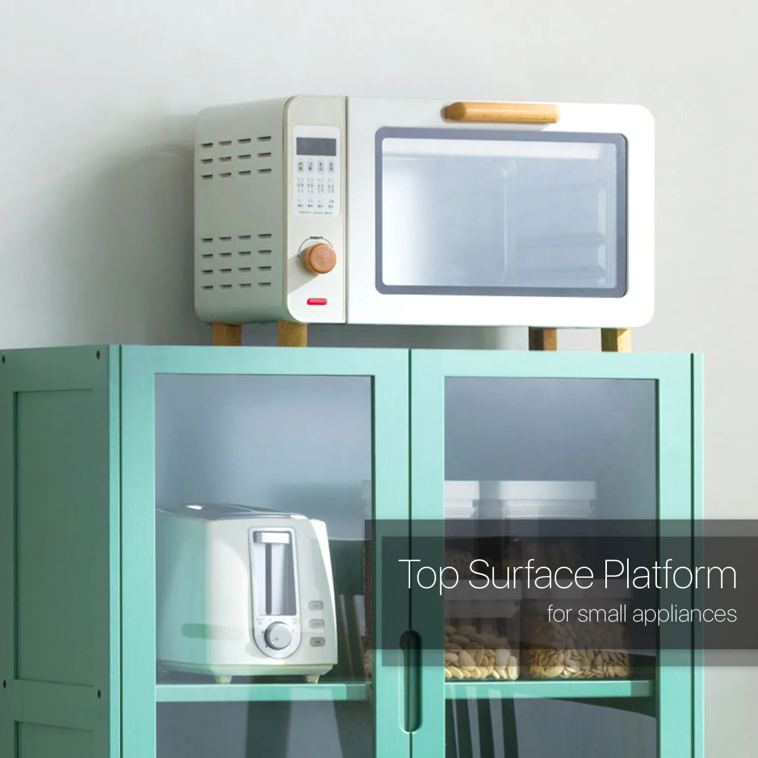 Visible Three-Doors Cupboard - Bamboo/Acrylic - Green