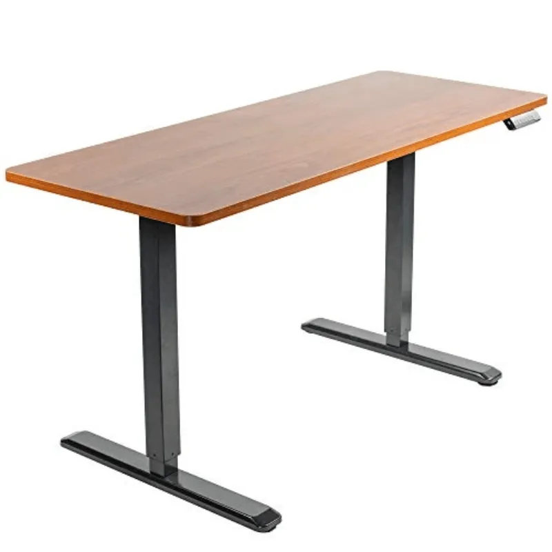 VIVO Electric 60” x 24” Standing Desk, Dark Walnut Tabletop Black Frame, DESK-KIT-1B6D