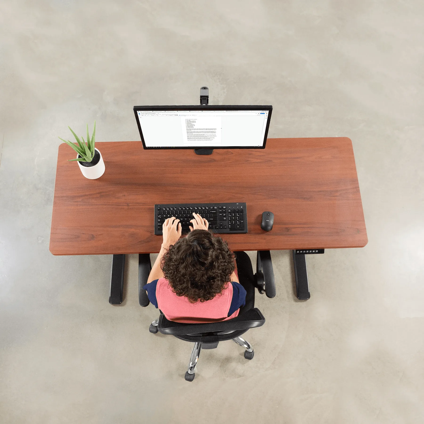 VIVO Electric 60” x 24” Standing Desk, Dark Walnut Tabletop Black Frame, DESK-KIT-1B6D