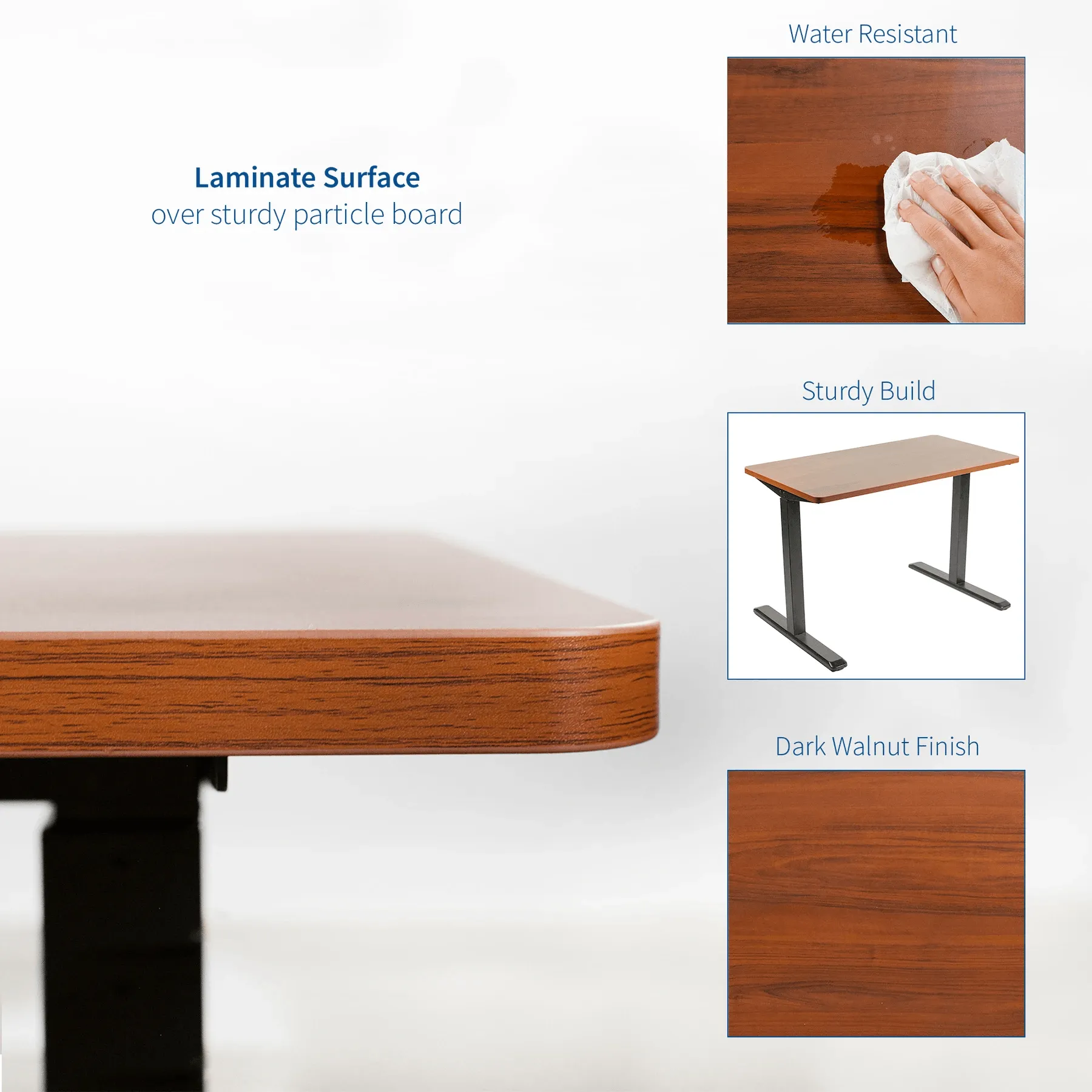 VIVO Electric 60” x 24” Standing Desk, Dark Walnut Tabletop Black Frame, DESK-KIT-1B6D
