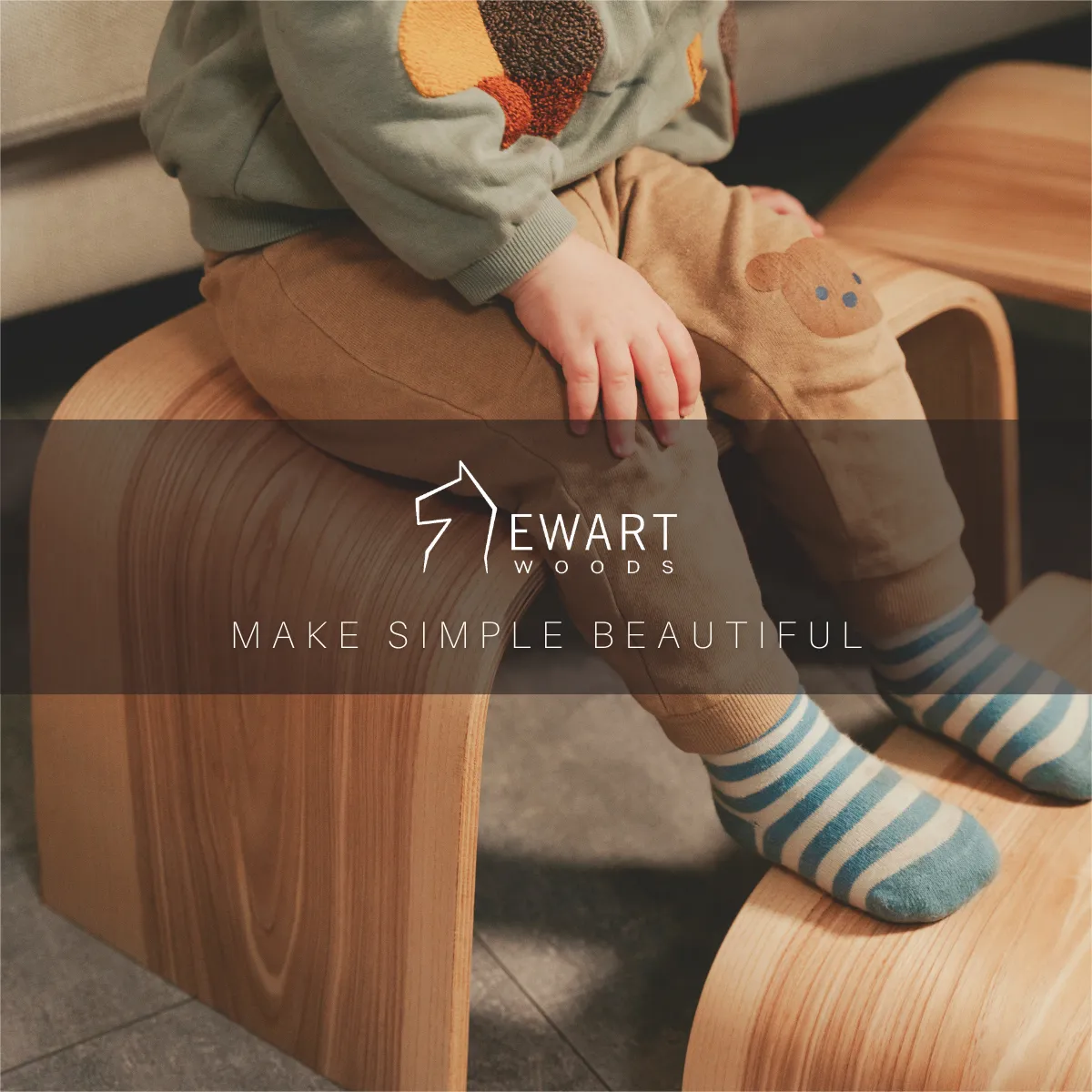 Wood Step Stool - Adjustable