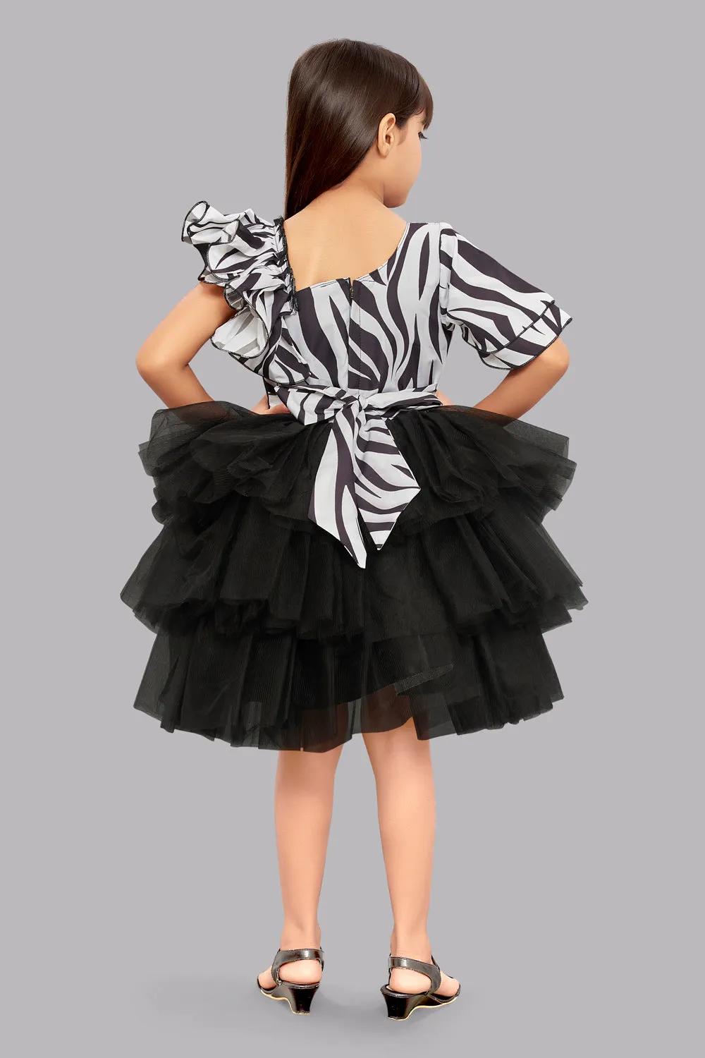 Zebra Layered Dress -Black&White